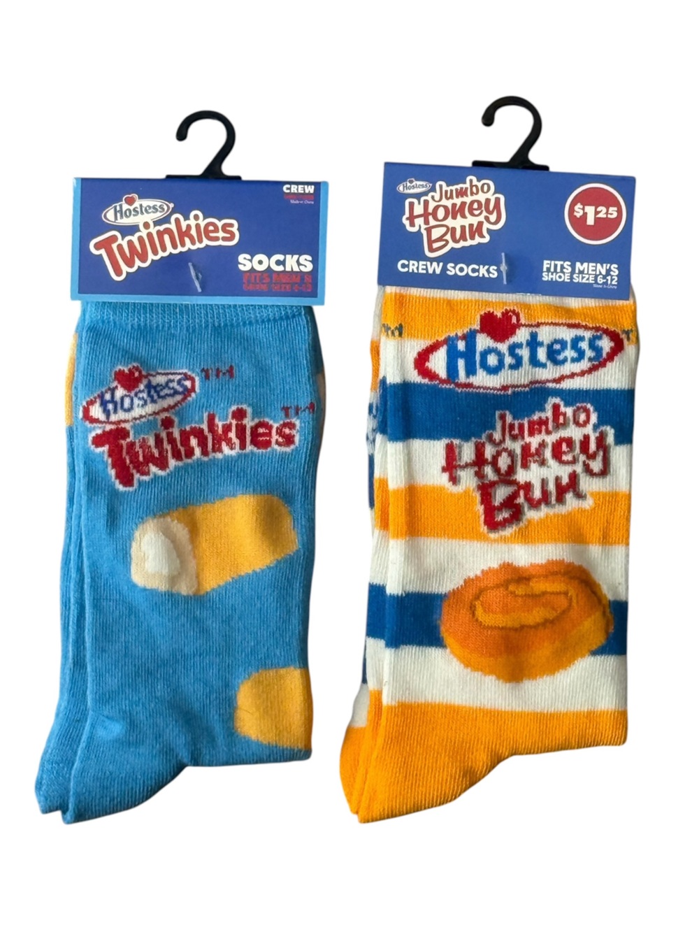 Odd Sox 2 Bundle Hostess Twinkies Honey Bun Crew Socks Novelty Blue Orange